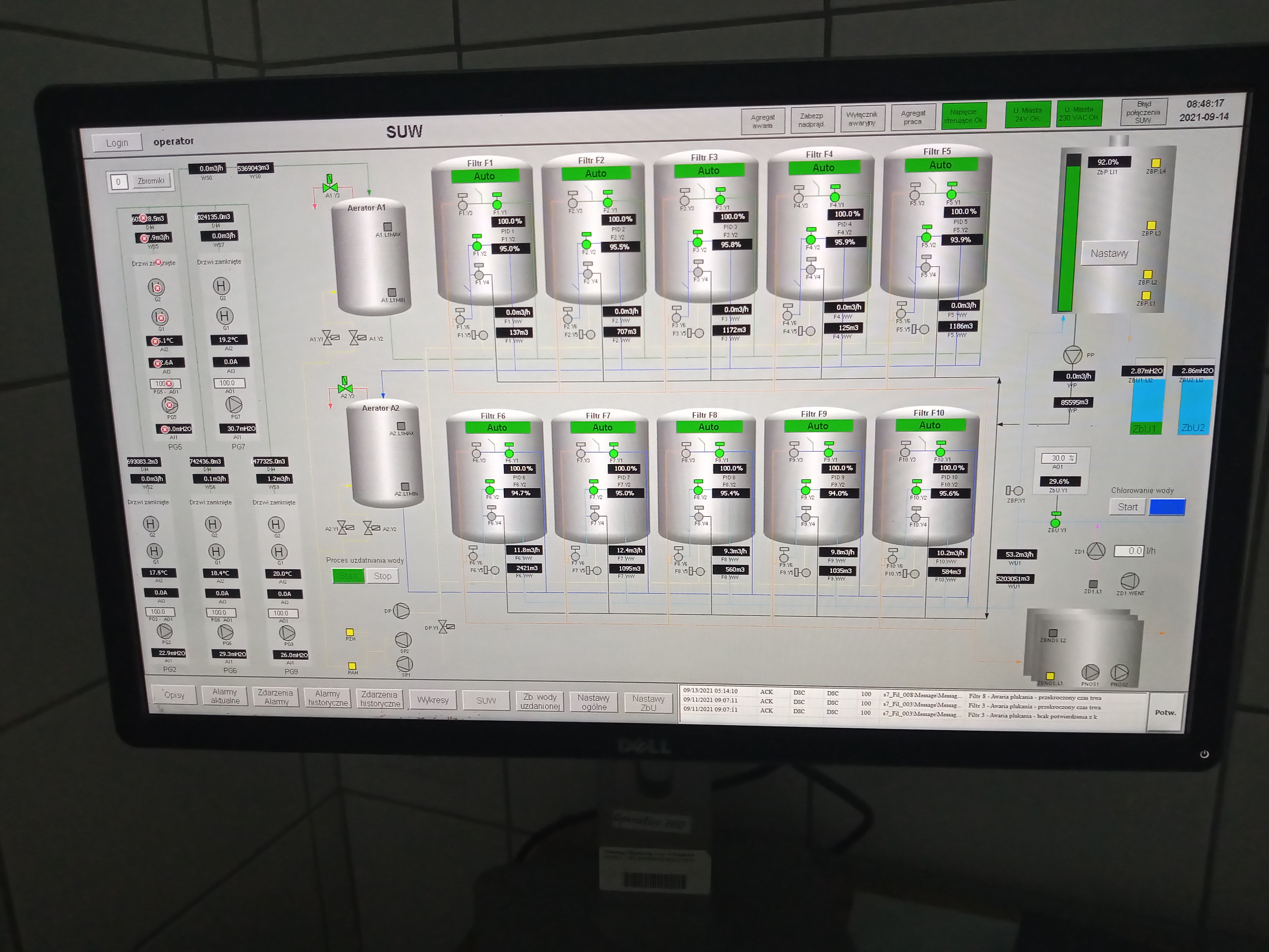 Interfejs programu do sterowania przepompownią